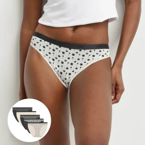 Lot de 5 culottes coton stretch à motif floral Blanc Noir Les Pockets