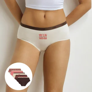 Lot de 5 boxers femme motifs rétro Rose Marron Les Pockets