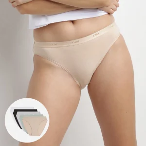 Lot de 5 slips noir, blanc, peau et gris coton Les Pockets