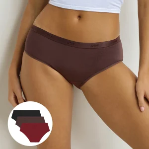 Lot de 3 boxers femme Cacao, Rouge, Noir Les Pockets Ecodim