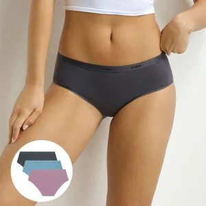 Lot de 3 boxers femme Bleu, Violet, Gris Les Pockets Ecodim