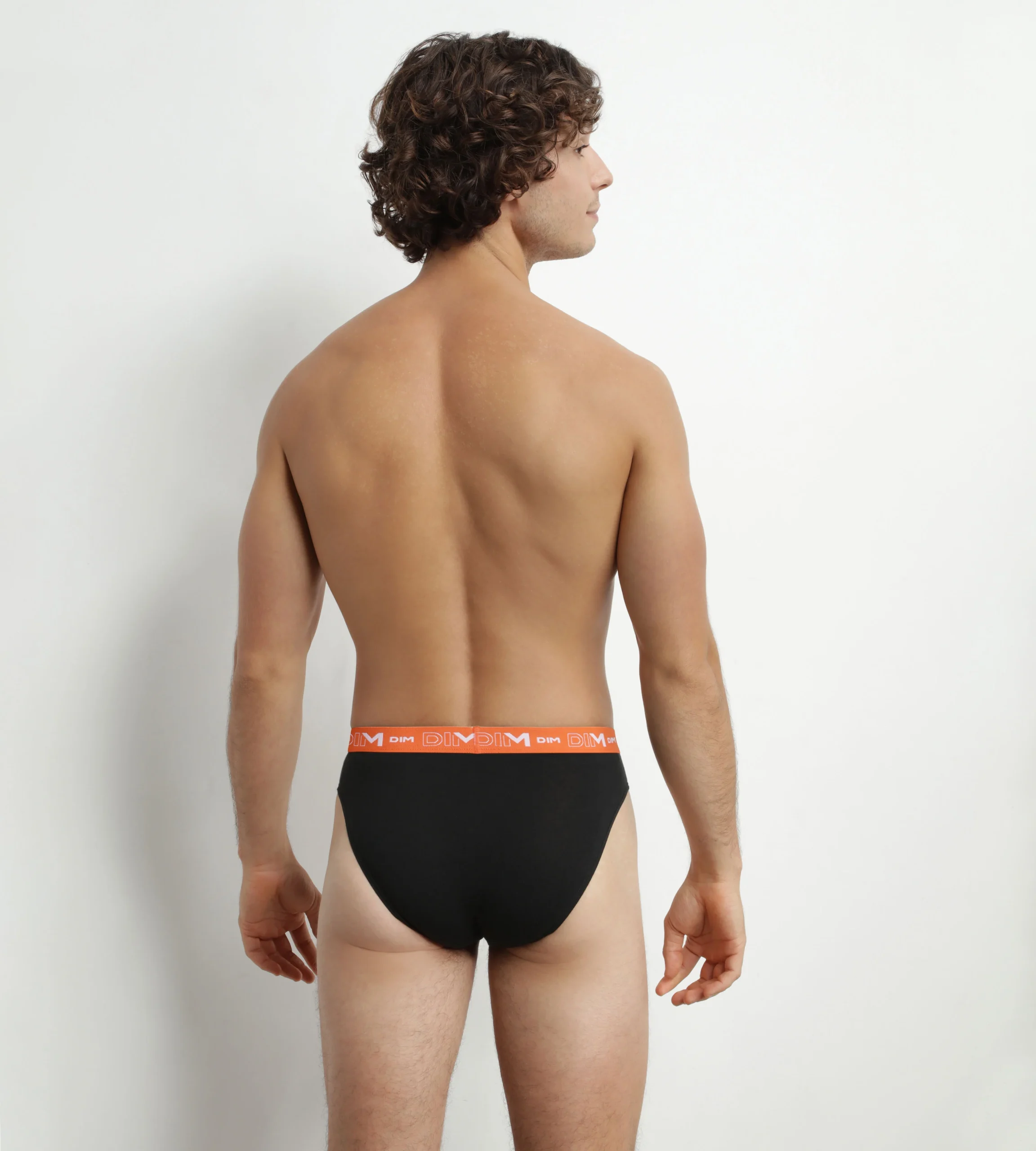 Lot de 3 slips homme Noir à ceinture Orange Vert Dim Coton Stretch