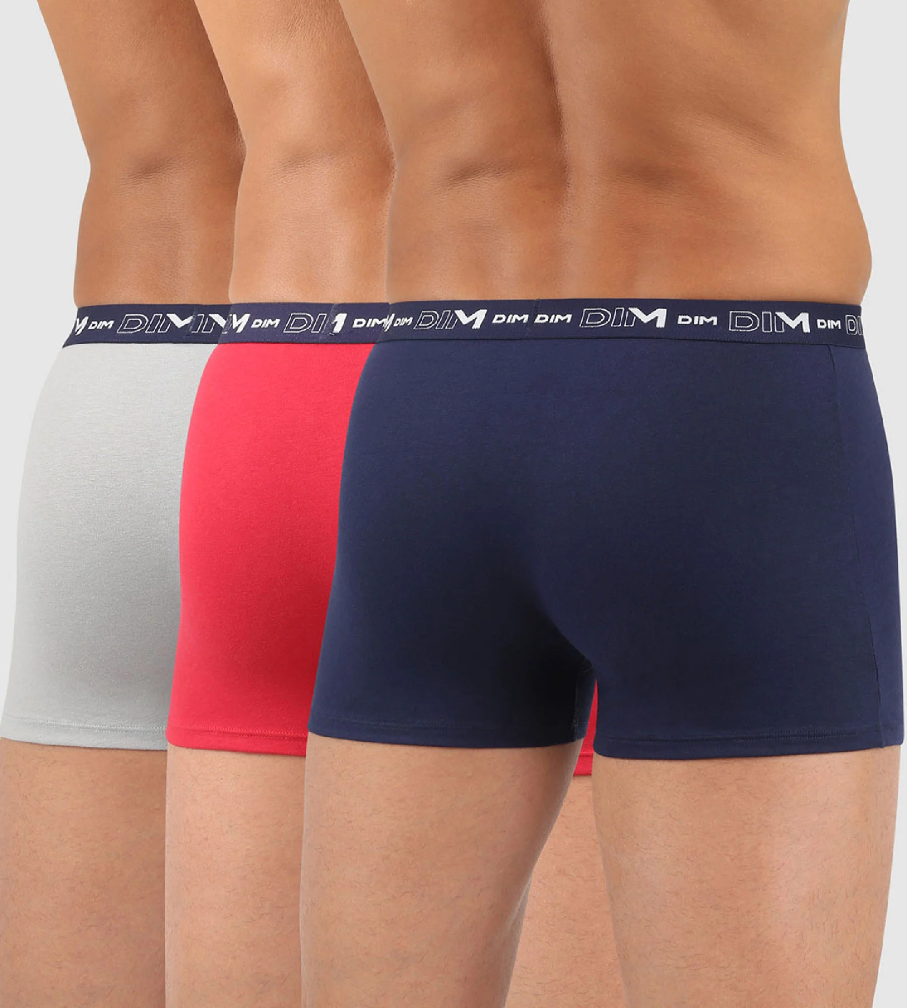 Lot de 3 boxers homme bleu denim rouge topaze acier Coton Stretch – Image 3
