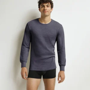 T-shirt homme en coton gris bleuté Dim Thermal