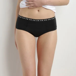 Shorty menstruel lavable en coton bio noir Flux abondant Dim Protect