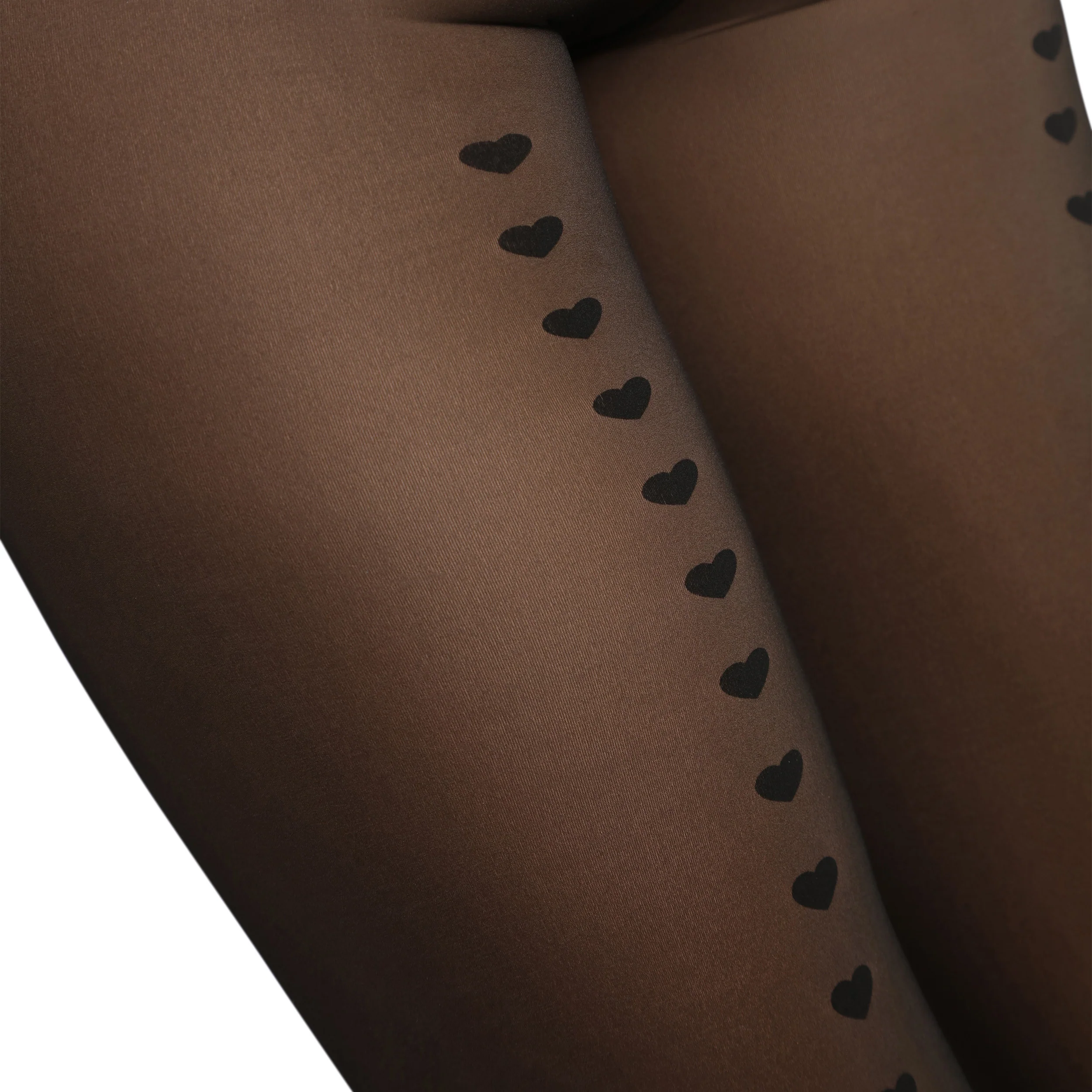 Collant chaud effet transparent noir à coeurs Thermo
