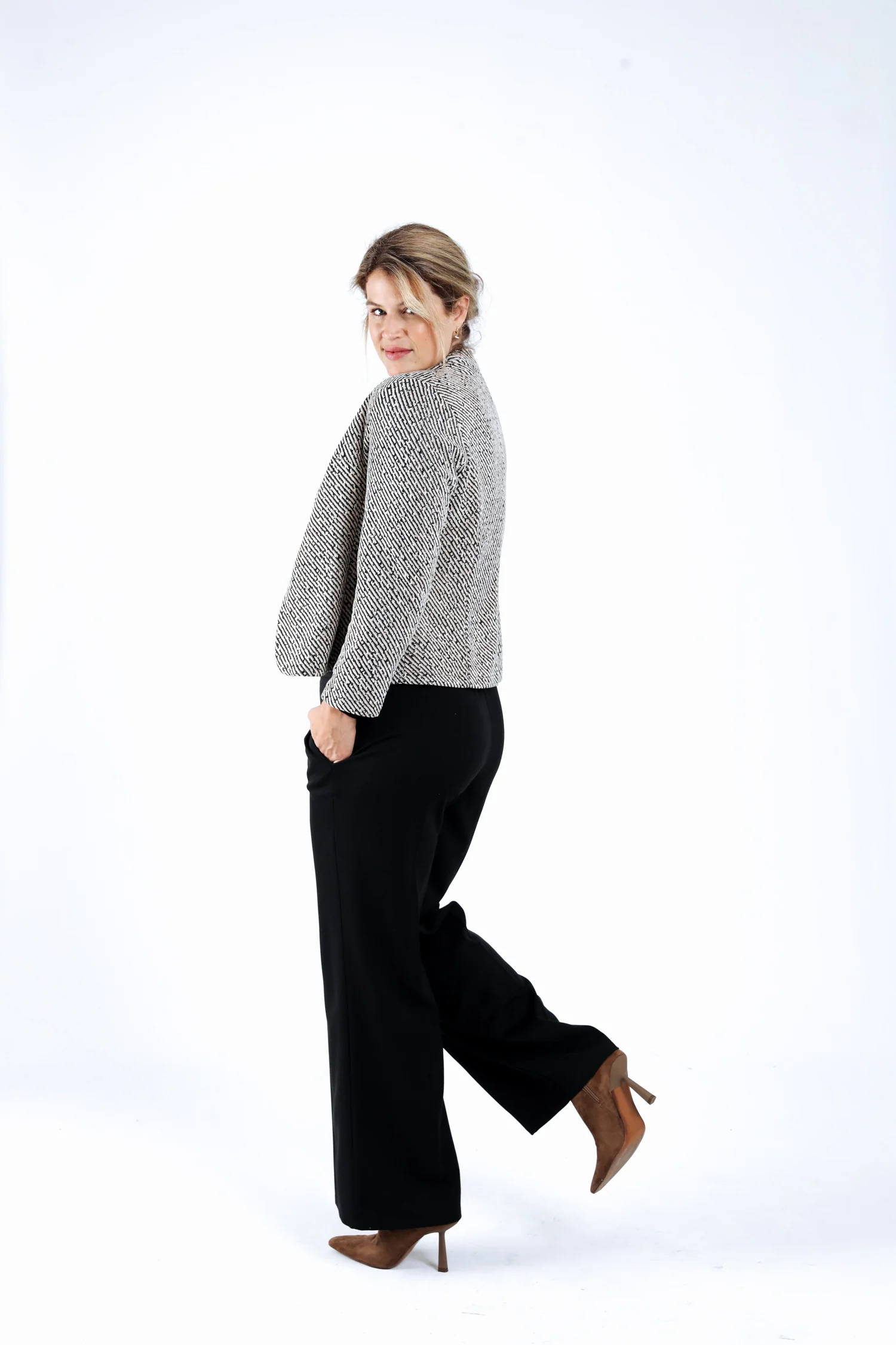 Veste jacquard bicolore avec lurex