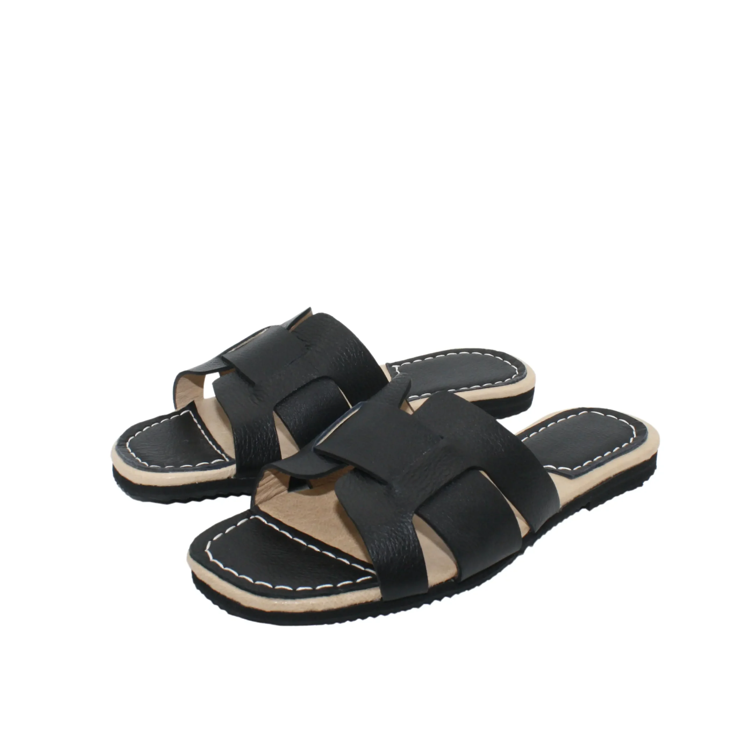 Sandales femme cuir noir